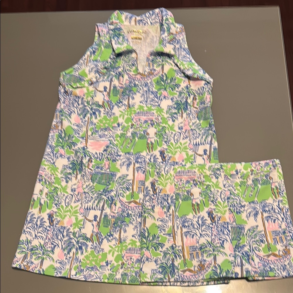 Lilly Pulitzer Martina polo dress “serving it up” kids size Med 6-7